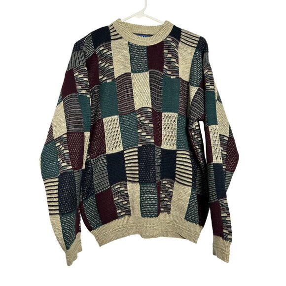 Vintage Jantzen Classics Patchwork Knit Sweater Medium - Picture 1 of 11
